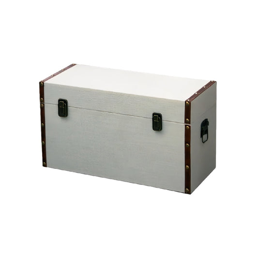 Shabby Chic White Wooden Treasure Chest with Decorative Trim