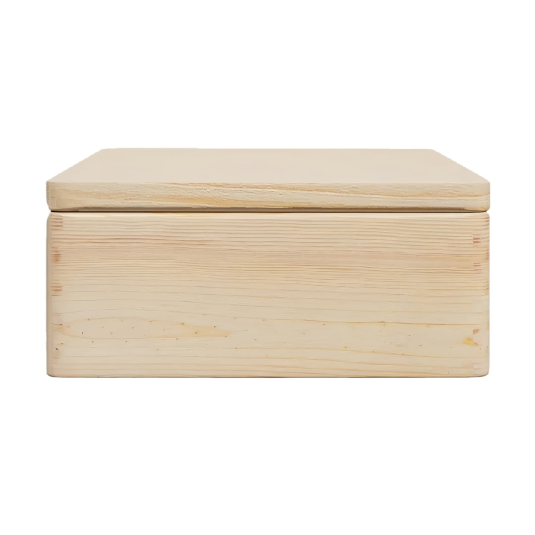Minimalist Natural Pine Wood Storage Box with Seamless Lid